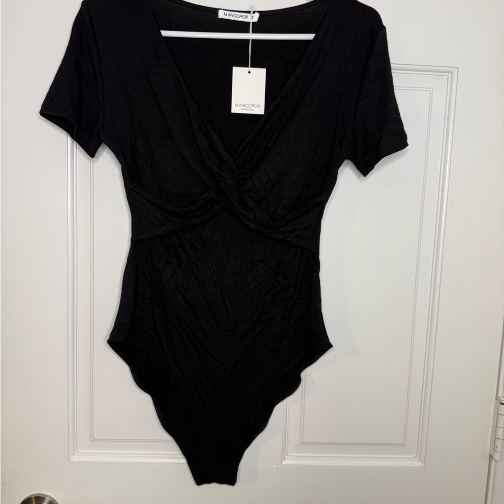 Mango Black V-Neck Bodysuit